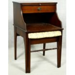 A vintage mahogany telephone table with pull out seat with Chippy Telephone Seats maker's mark. H.69