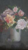 Augustus William Enness (1876-1948), oil on board, still life roses, signed with Fine Art society