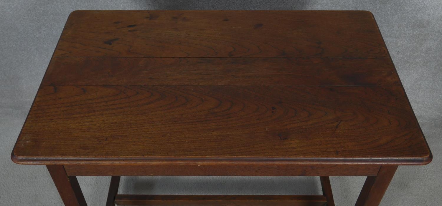 A late 19th century country oak side table with moulded top on square section stretchered - Image 3 of 3