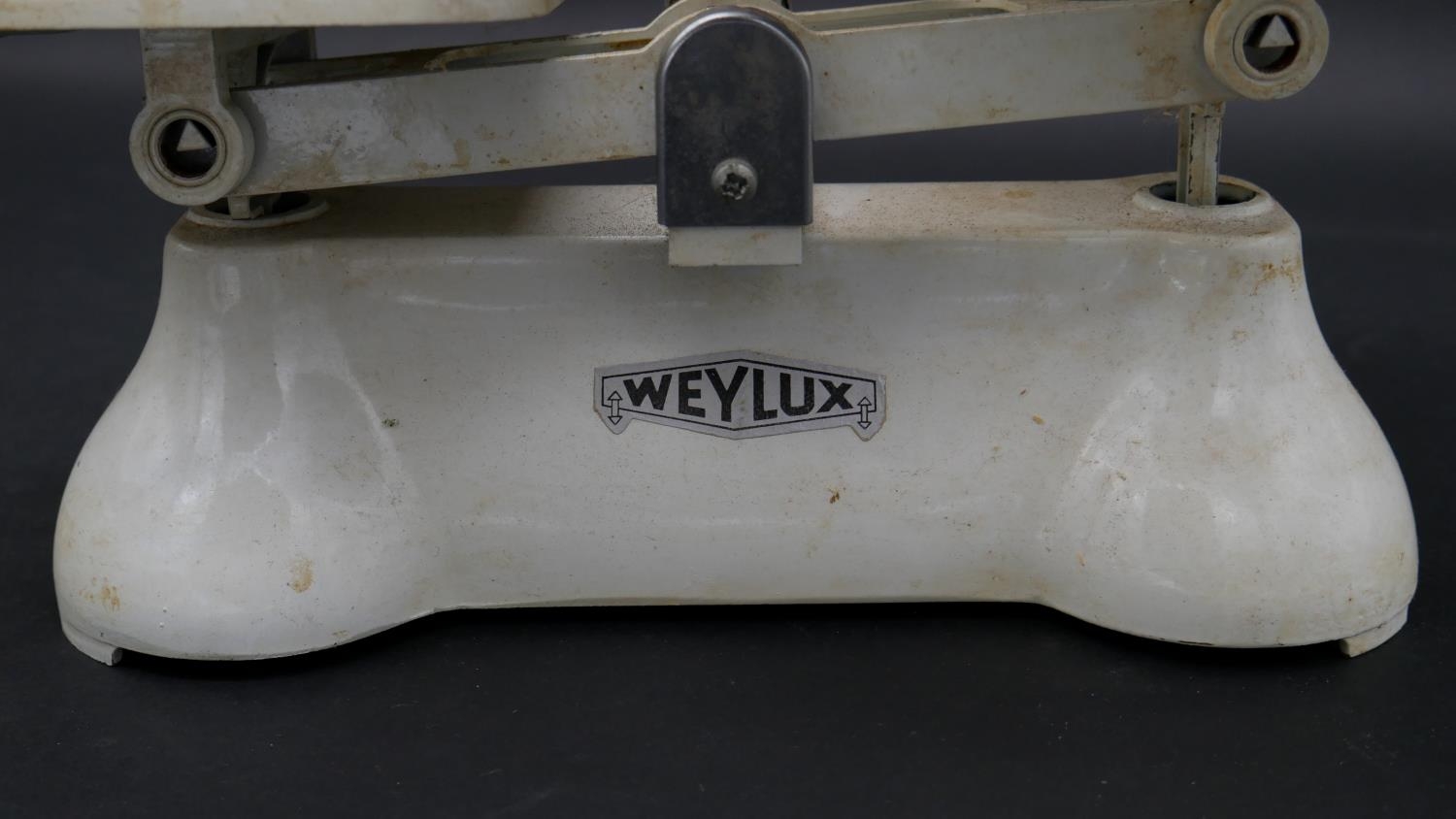 A pair of vintage 'The Queen' Weylux shop scales with weights along with an Arts and Crafts copper - Image 6 of 6