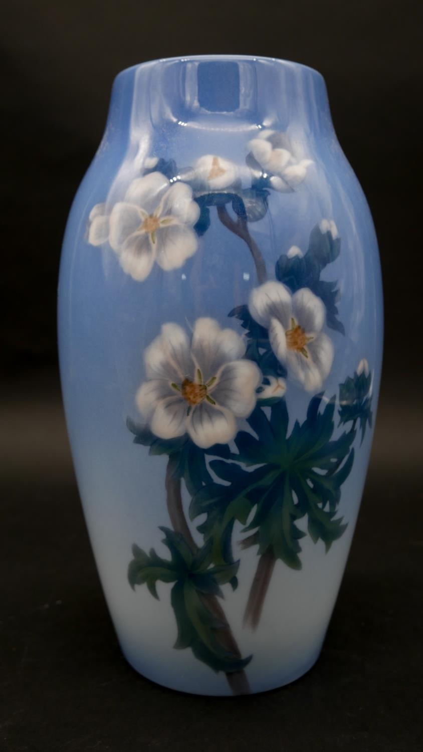 A Limoges hand decorated miniature planter, a Danish floral glazed bulbous vase and other glass - Image 3 of 8