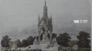 A large framed and glazed hand coloured engraving of the Albert Memorial by M Jackson, Sc. H.105.5