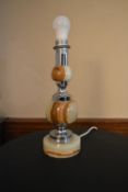 A vintage onyx and chrome table lamp base. H.48cm