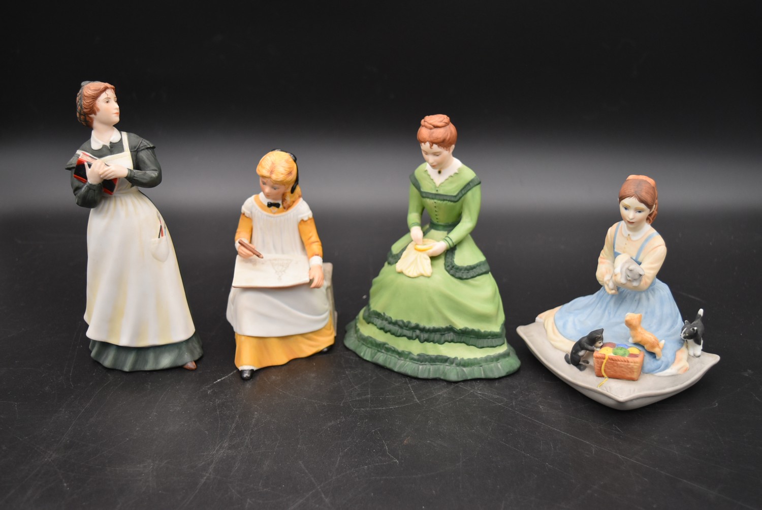 Four franklin porcelain figures from the Little Women series and a Royal Doulton figure group, - Image 12 of 12