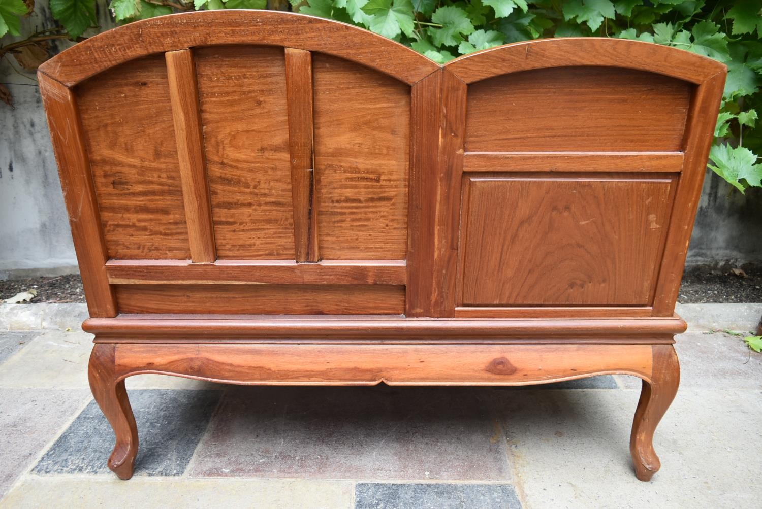 A carved Chinese hardwood hall seat fitted with drawers on cabriole supports. H.79 W.100 D.48cm - Image 8 of 8