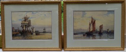 F J Aldridge (1850-1933) a pair of early 20th century gilt framed and glazed watercolours, tall