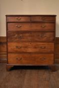 A Georgian mahogany chest of two short above four long graduated drawers on bracket feet. H.126 W.