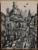 An unframed oil on canvas, impressionist study of St. Paul's Cathedral, monogrammed HD. H.80 W.60cm