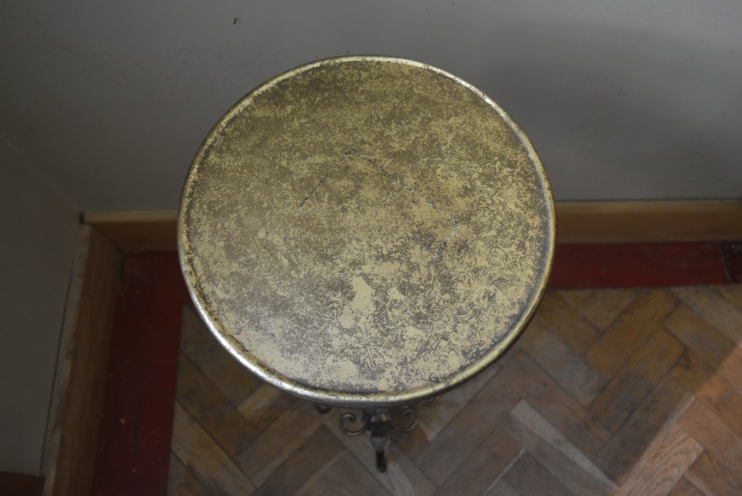 A metal and bronzed jardinière stand on scrolling floral tripod base. H.90 Dia.36cm - Image 3 of 6
