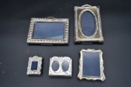 A miscellaneous collection of silver framed easel mirrors, various English hallmarks. H.20cm W.