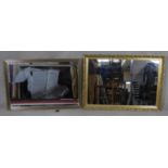 Two bevelled glass wall mirrors in gilt frames, one with damage as photographed. H.68.5 W.98.5cm