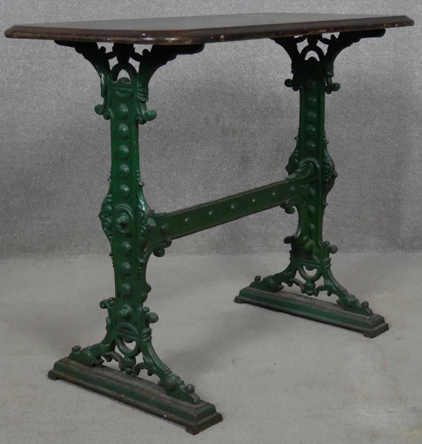 A 19th century cast iron pub table with mahogany top the base marked; Gaskell and Chambers, - Image 2 of 6