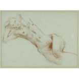 A gilt framed and glazed nude charcoal study indistinctly signed. H.57 W.71