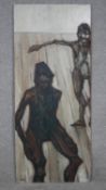 Oil on board, dancers in a studio, indistinctly signed. H.85.5 W.36.5cm