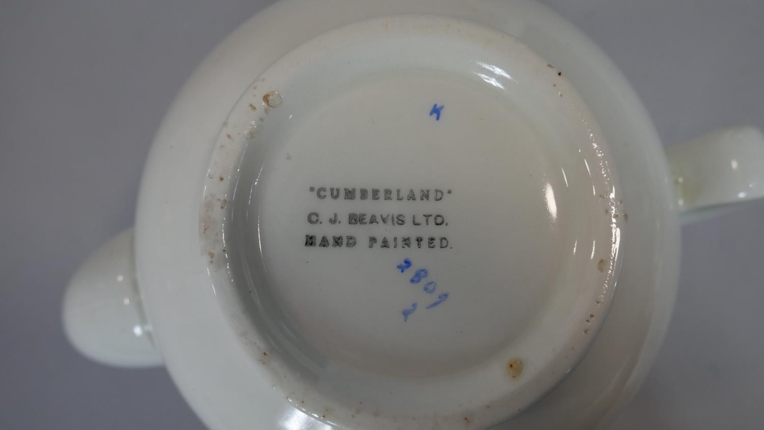 A hand decorated Art Deco part dinner service to include twelve plates, marked 'Cumberland' C J - Image 12 of 12