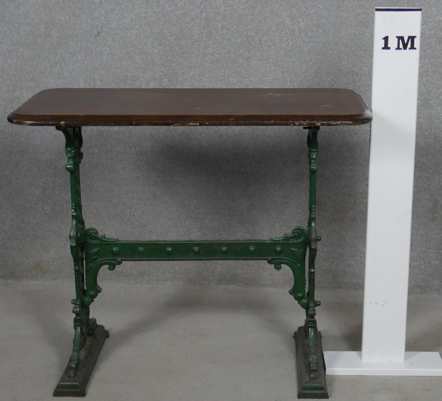 A 19th century cast iron pub table with mahogany top the base marked; Gaskell and Chambers, - Image 6 of 6