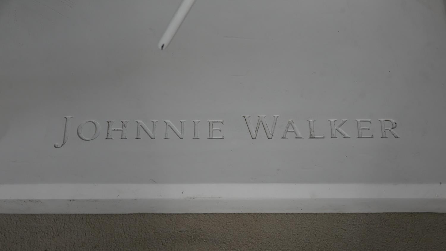 A life size white fibreglass figure of Johnnie Walker on a rectangular base, stamped Johnnie Walker. - Image 2 of 5