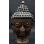 A large 20th century Thai bronze buddha head H.46cm