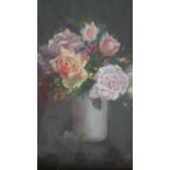 Augustus William Enness (1876-1948), oil on board, still life roses, signed with Fine Art society