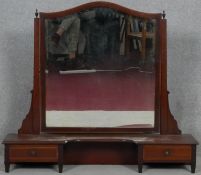 An Edwardian mahogany and satinwood strung dressing table mirror, converted from a dressing table