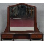 An Edwardian mahogany and satinwood strung dressing table mirror, converted from a dressing table