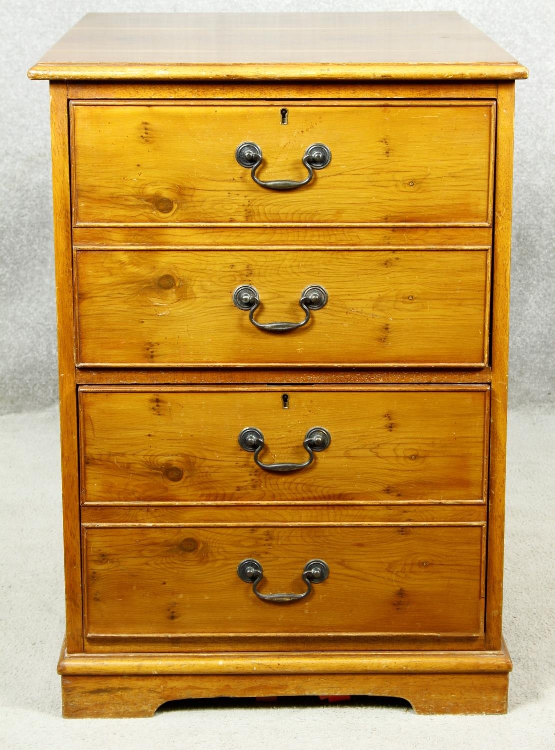 Two Georgian style yew wood two drawer filing cabinets. H.77 W.54 D.69cm - Image 2 of 8