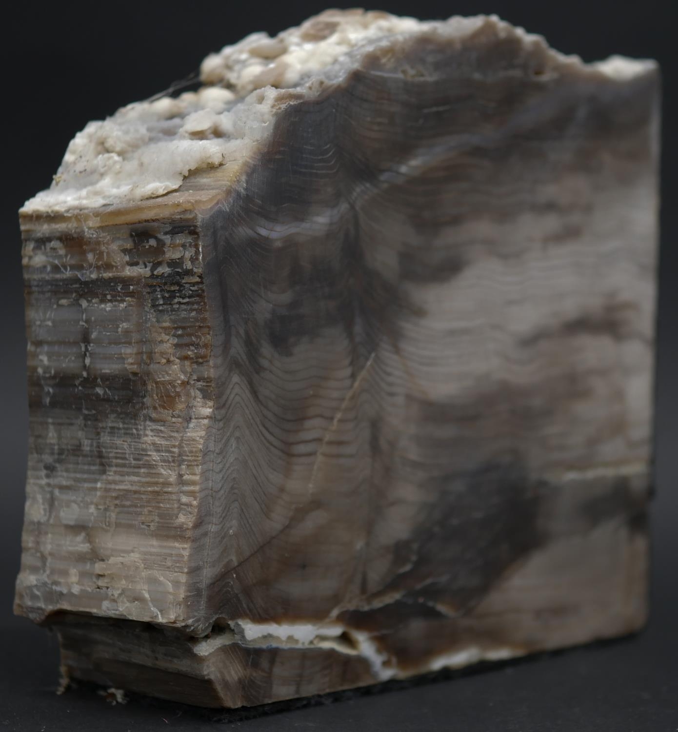 A large smokey quartz crystal and a piece of polished petrified wood. H.13 L.14 W.4.5cm (Petrified - Image 4 of 8