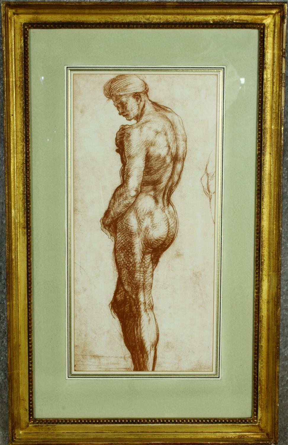 A gilt framed and glazed print, nude study. H.53 W.33cm - Image 2 of 5