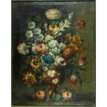 Dutch School, a 19th century oil on canvas, still life flowers in a vase, gilt framed, unsigned. H.