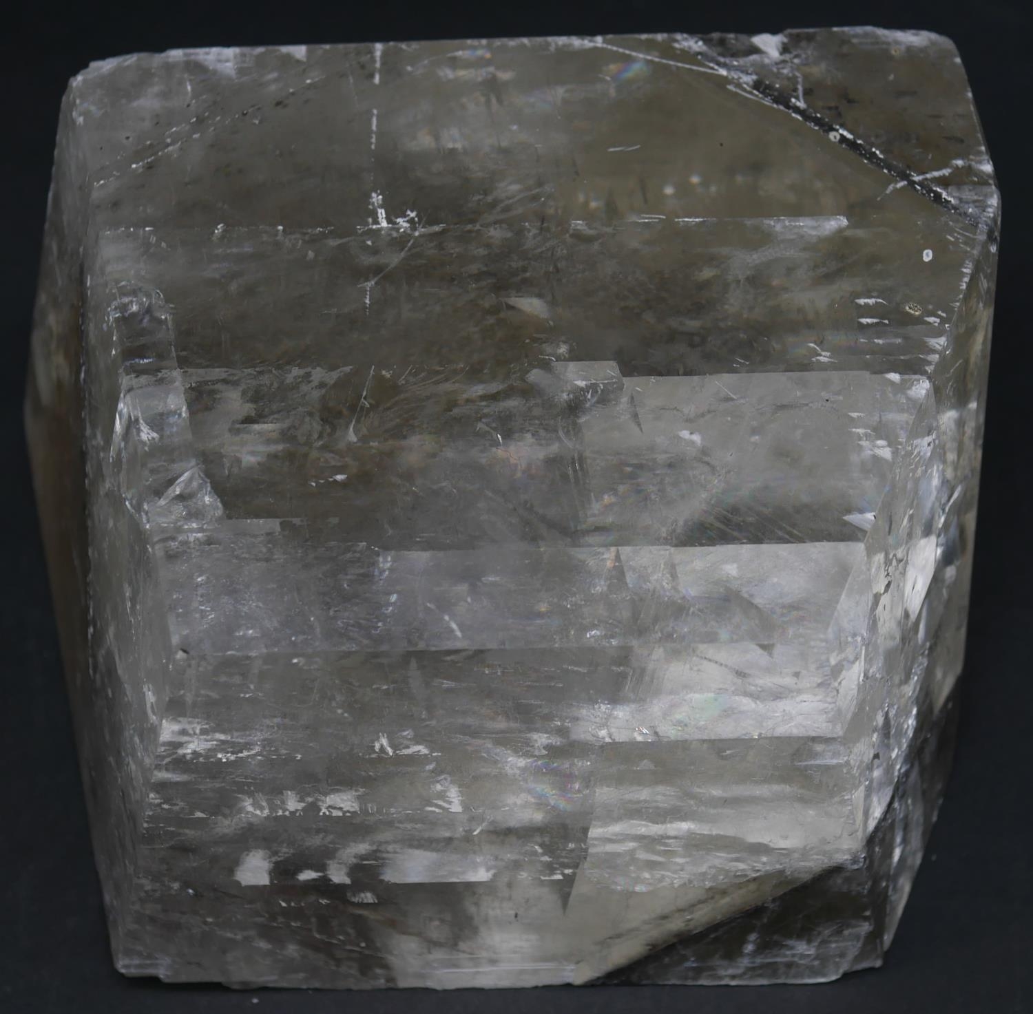 A large smokey quartz crystal and a piece of polished petrified wood. H.13 L.14 W.4.5cm (Petrified - Image 6 of 8