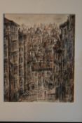 Jean-Pierre Lachaux, a framed and glazed pencil sketch, Paris across rooftops, signed and dated