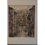 Jean-Pierre Lachaux, a framed and glazed pencil sketch, Paris across rooftops, signed and dated