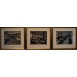 A set of three gilt framed and glazed photographs from mid 20th century textile factories. H.41 W.