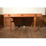 Nanna Ditzel (1923-2005), Danish teak writing table with recessed twin handles to the frieze drawers