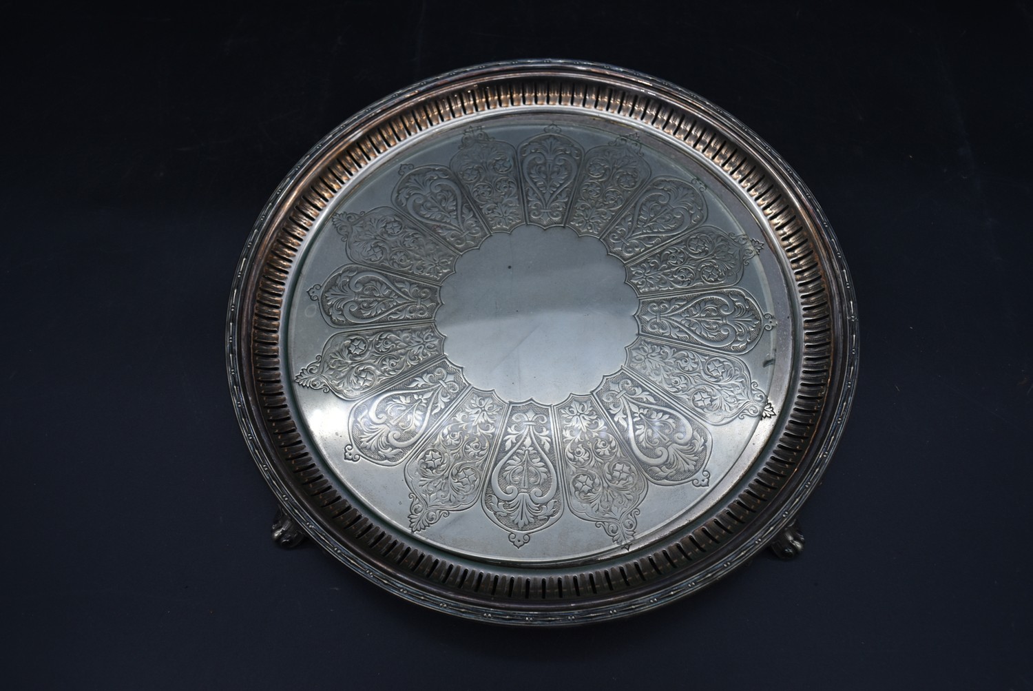 A silver plated twin handled galleried tray, a silver plated bread board and three other silver - Image 7 of 7