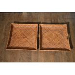 A pair of wicker twin handled trays. H.9 W.60 D.58cm