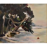 Ada Dawnay, a framed oil on canvas, coastal view Majorca, signed, Chelsea Art Society label to the