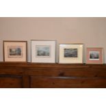 Four miscellaneous framed glazed and mounted 19th century prints, various subjects. H.30 W.32cm