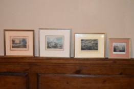 Four miscellaneous framed glazed and mounted 19th century prints, various subjects. H.30 W.32cm