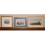 Three framed, glazed and mounted 19th century prints, The Venice Lagoon, Constantinople and