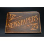 A 1950's vintage hand painted wall hanging newspaper pouch. H.23 W.36cm