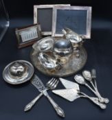 A miscellaneous collection of silver plated items, 19th century and later to include; a pair of fish