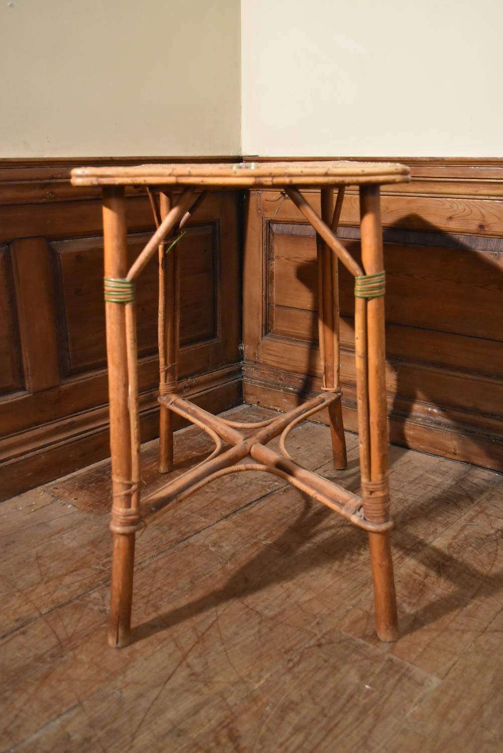 A late 19th century bamboo and wicker occasional table. H.76 W.72 D.46cm - Image 7 of 7