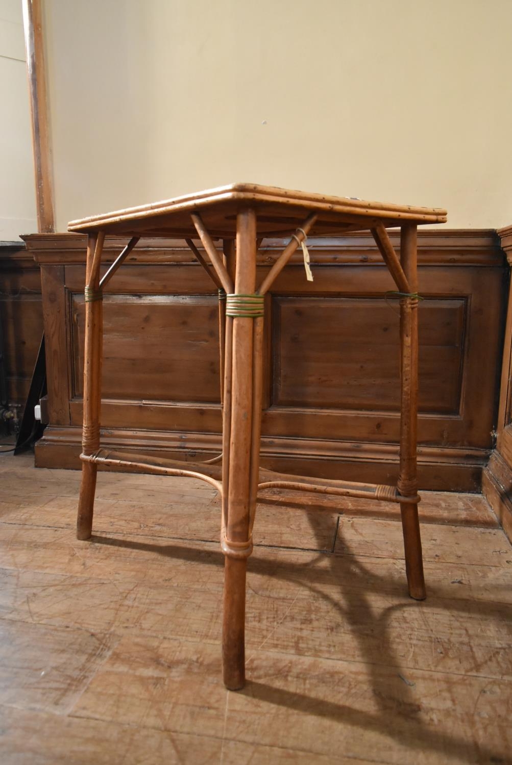 A late 19th century bamboo and wicker occasional table. H.76 W.72 D.46cm - Image 4 of 7