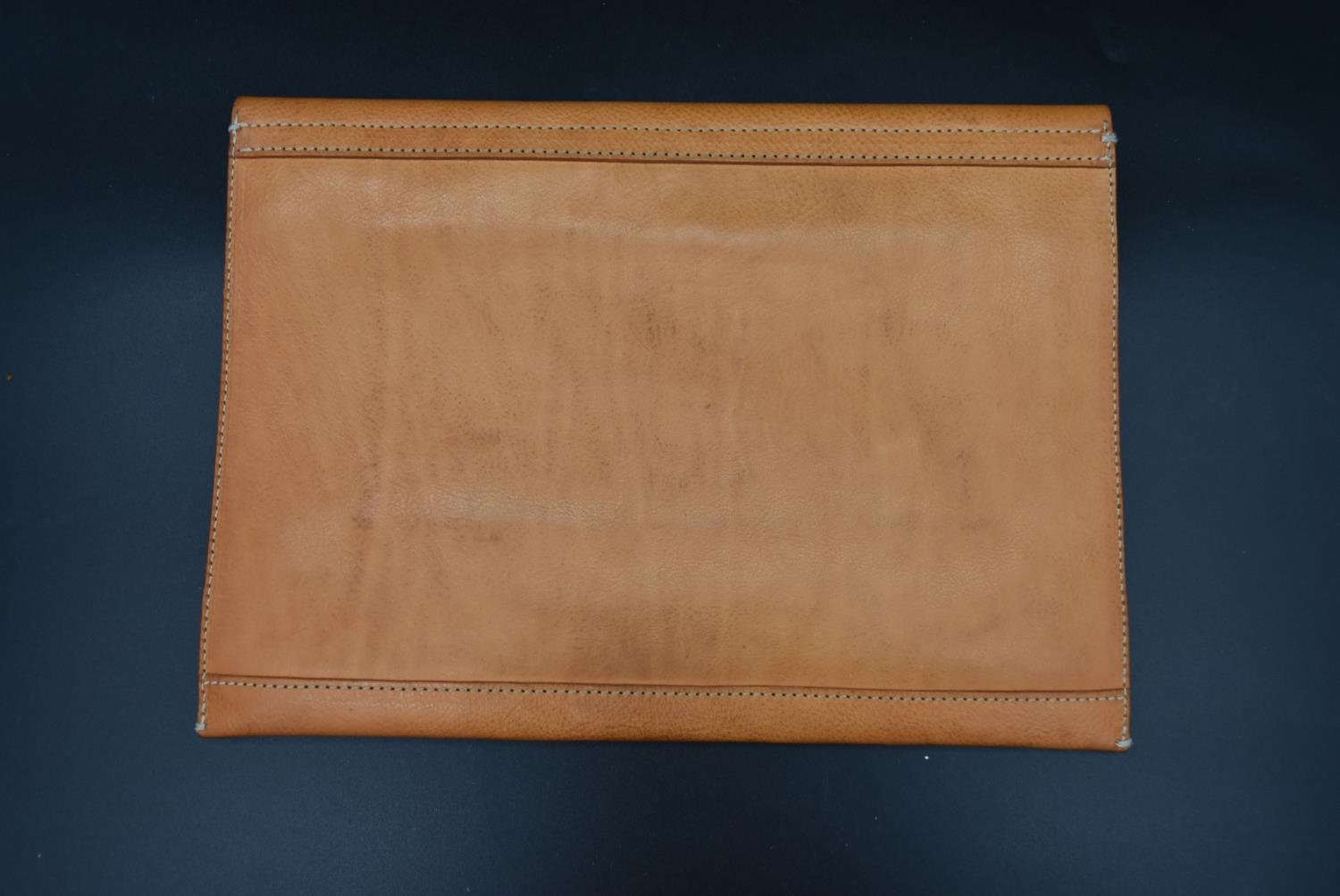 A Dan Genten light tan leather documents clutch wallet, impressed with maker's name and with label - Image 4 of 7