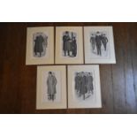 A collection of five C.1910 mounted prints showing gentleman's fashion of the period. H.40 W.31.