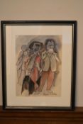 Ben Shahn (1898-1969), crayon and watercolour study, signed. H.56 W.46cm