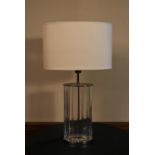 A contemporary chrome and Perspex table lamp base and shade. H.64 W.36cm