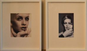 A pair of photographic reproductions of Twiggy photographed by Stephen Meisel and Simon Traegar. H.