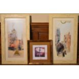 A pair of contemporary framed and glazed prints along with a smaller example. H.90 W.52, H.45 W.45cm